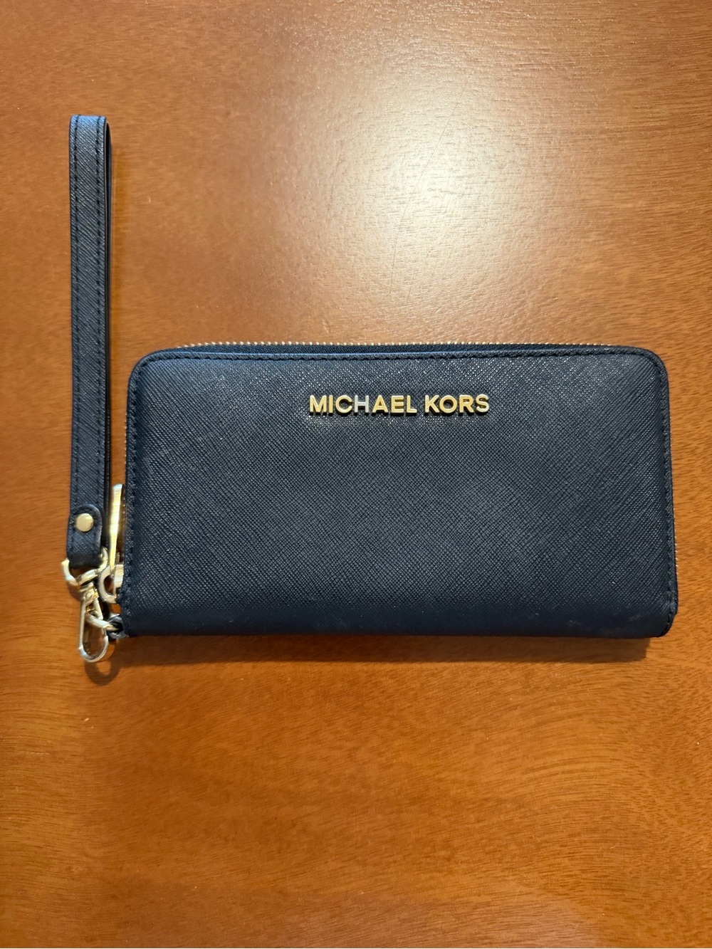 Michael Kors Black Zip-Around Wristlet Clutch